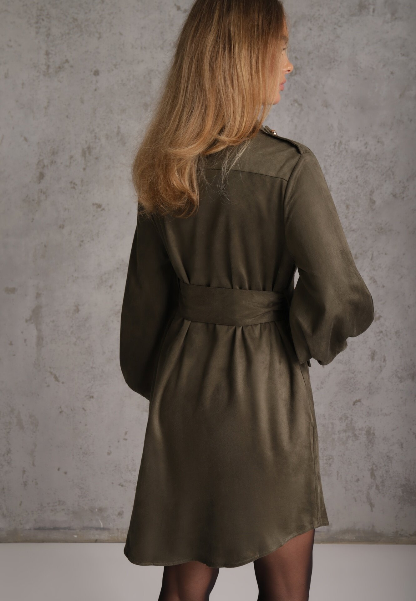 unigirl Rochie Utility cu croială de cămașă din piele întoarsă sintetică Wirette Verde închis