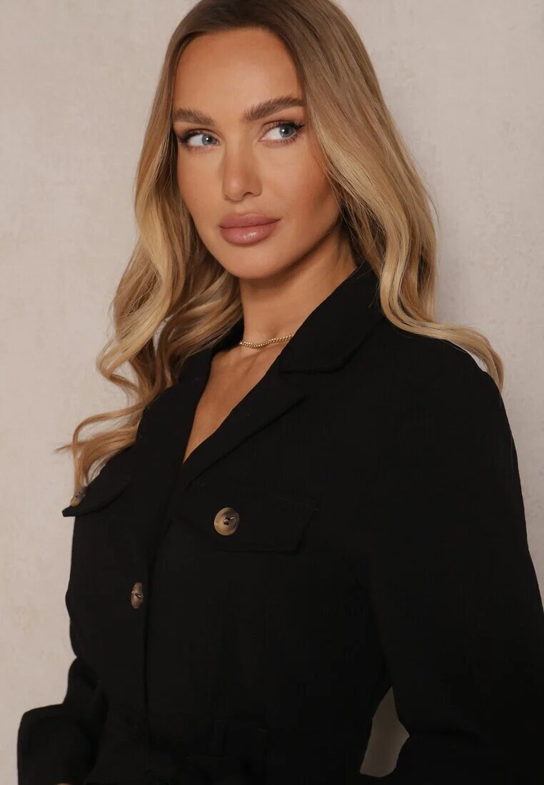 unigirl Salopetă Negră Lungă stil Utility Legată în talie Daneloria