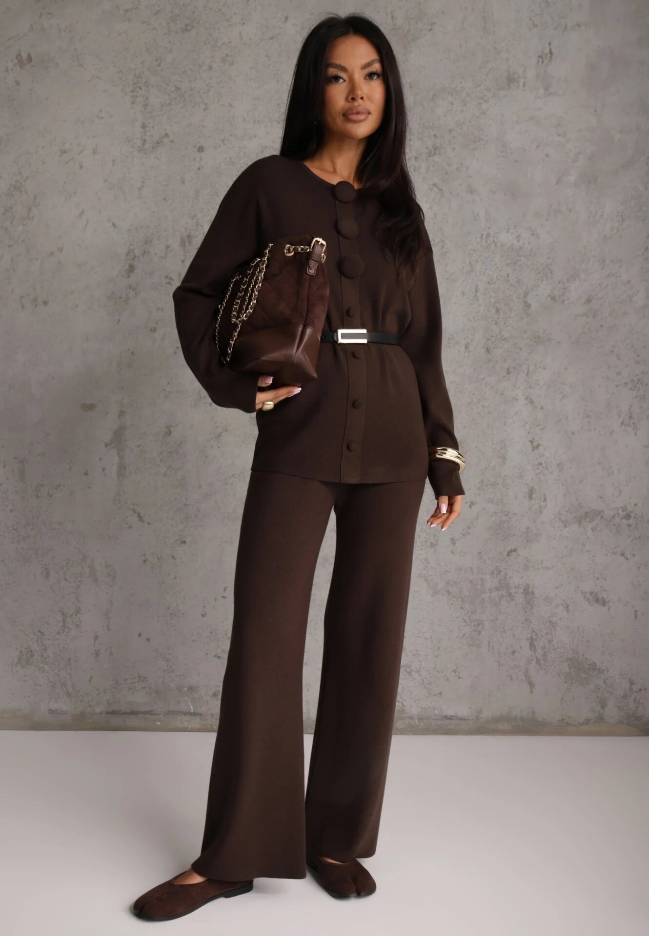 unigirl Set tricotat cu vâscoză tunică elegantă și pantaloni Lovinia Maro