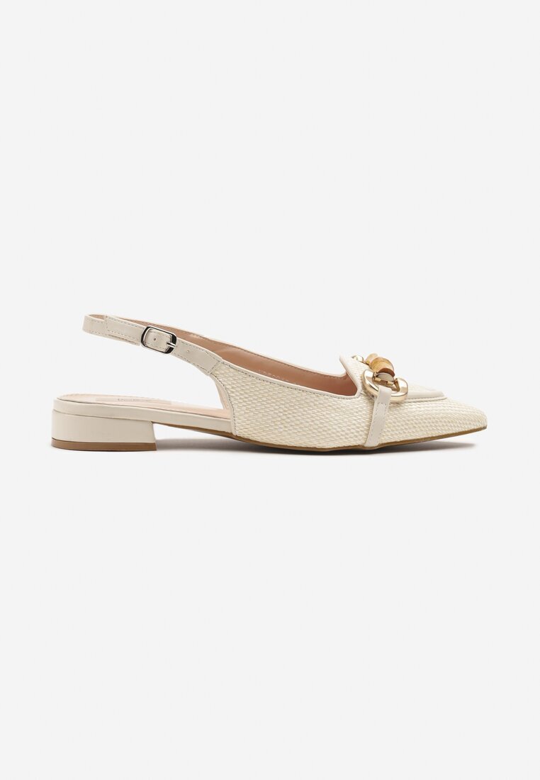 vera blum Sandale Bej din Tweed Slingback cu Aplicație Decorativă Davira
