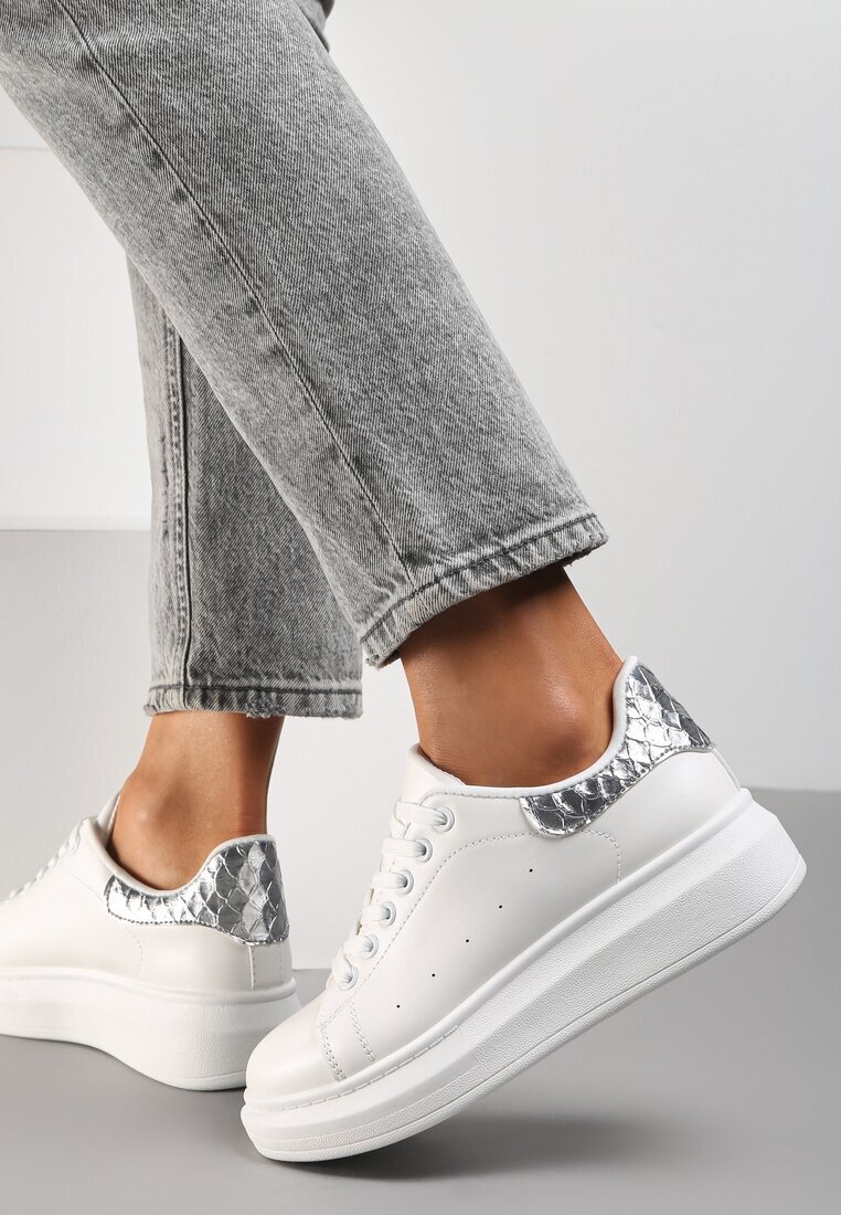vices Adidași Alb-Argintii pe platformă joasă în stil clasic Lucid Dream