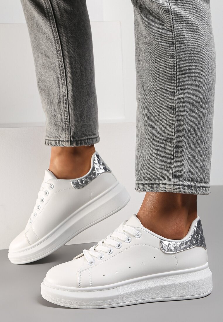 vices Adidași Alb-Argintii pe platformă joasă în stil clasic Lucid Dream