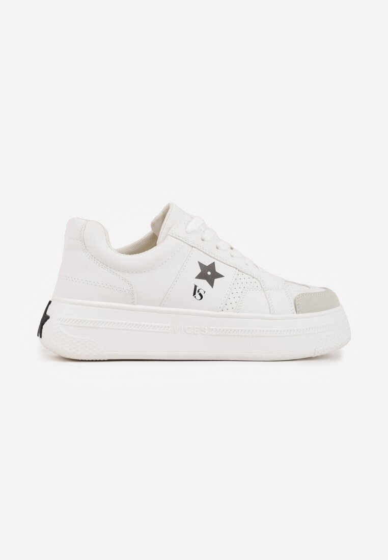 vices Adidași Alb-Negru pe Platformă cu Stea Fenarra