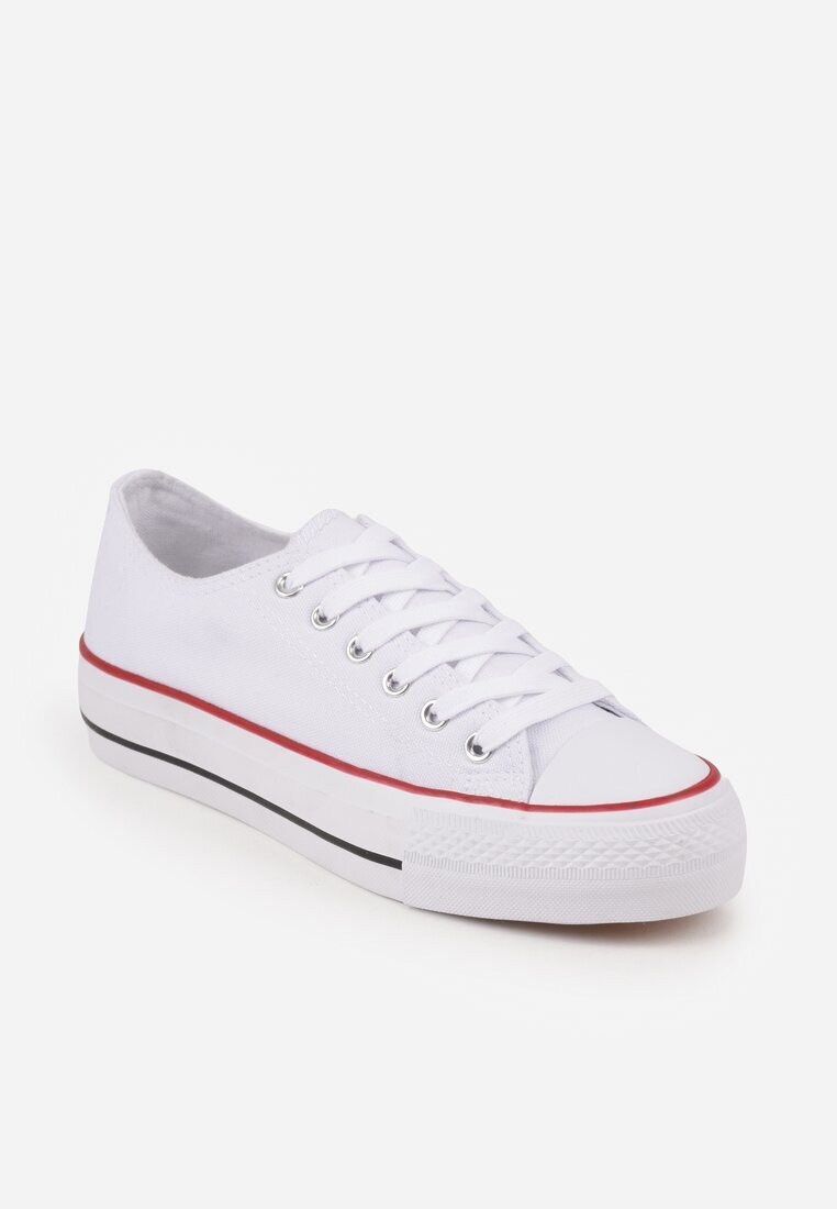 vices Adidași Alb-Roșu pe Platformă cu Guler Jos Tiloria