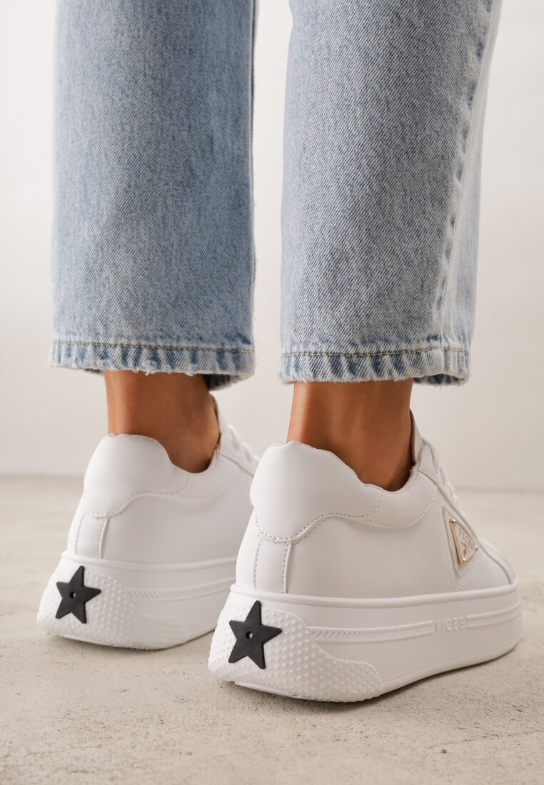 vices Adidași Albi Chunky cu Platformă cu Ornament în Formă de Stea Anatale