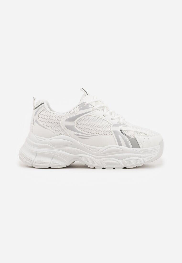 vices Adidași Albi pe Platformă Geometrică cu Perforații Elinata