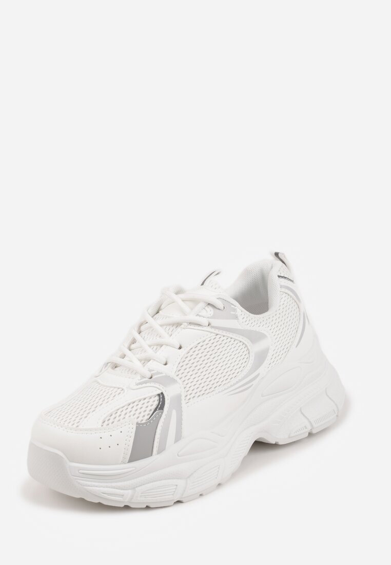 vices Adidași Albi pe Platformă Geometrică cu Perforații Elinata