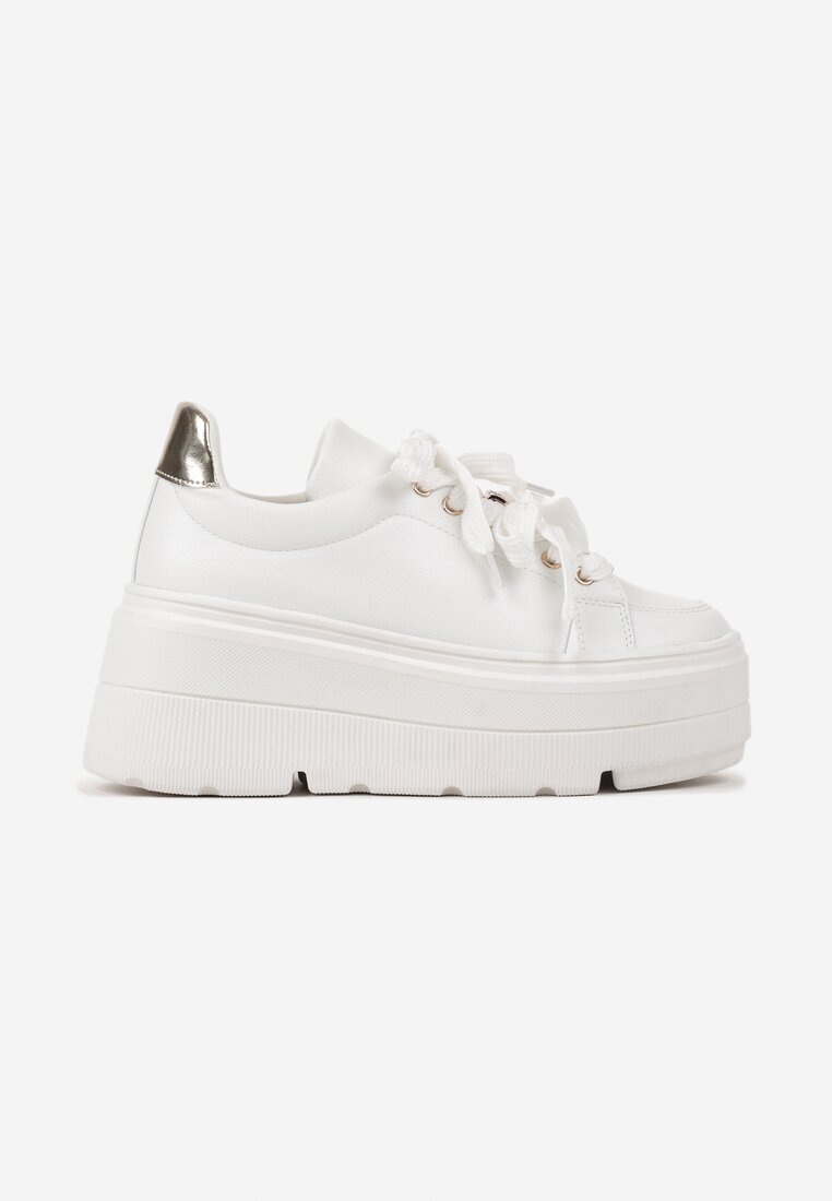 vices Adidași Albi pe Talpă Plată cu Ornamente Metalice și Șireturi Neladith