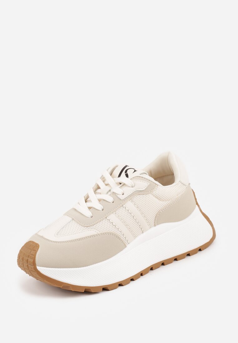 vices Adidași Bej cu șireturi cu platformă cu curele decorative Seliniel