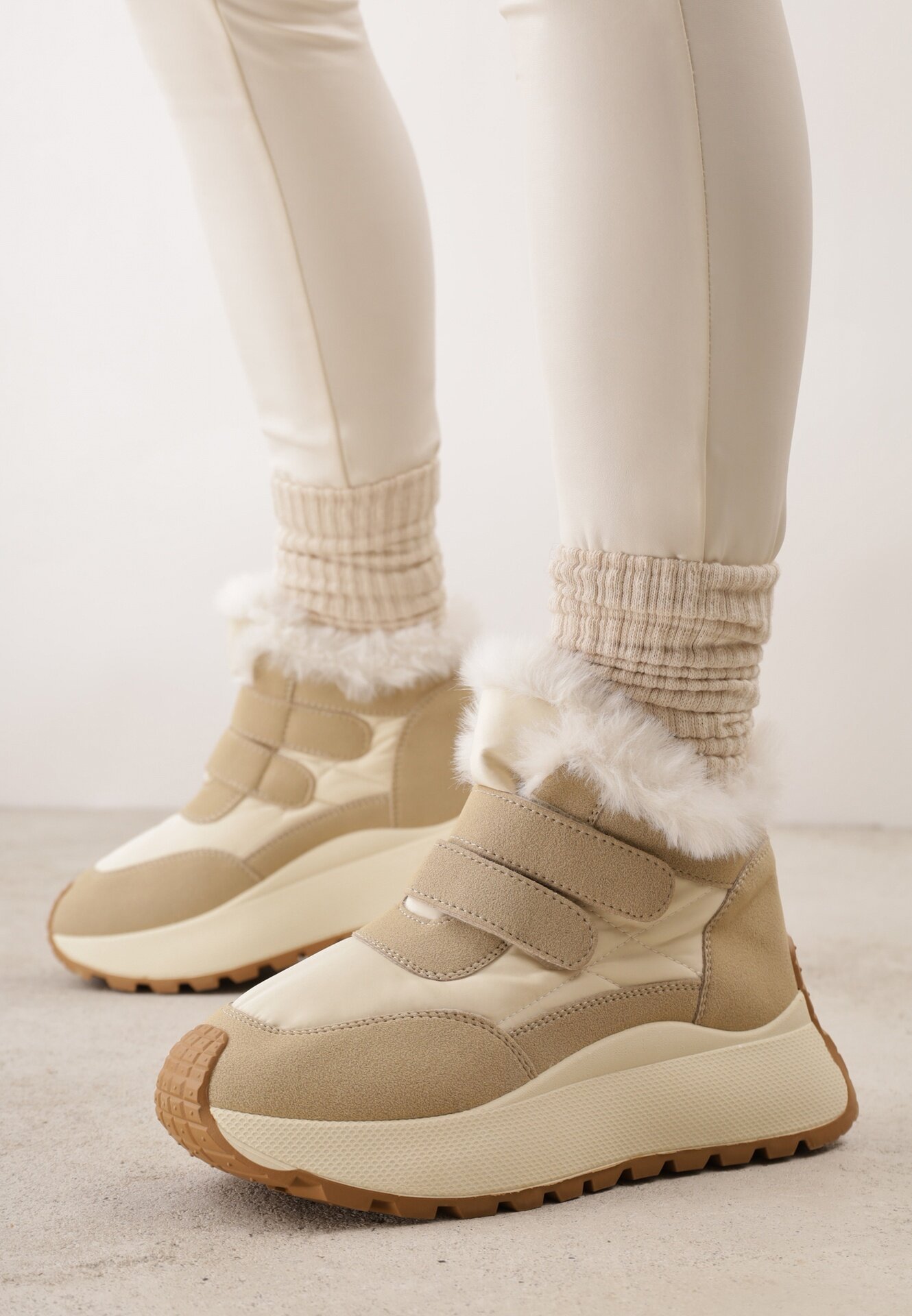 vices Adidași Bej Ghete de zăpadă cu Blăniță pe Platformă cu Scai Nelosena
