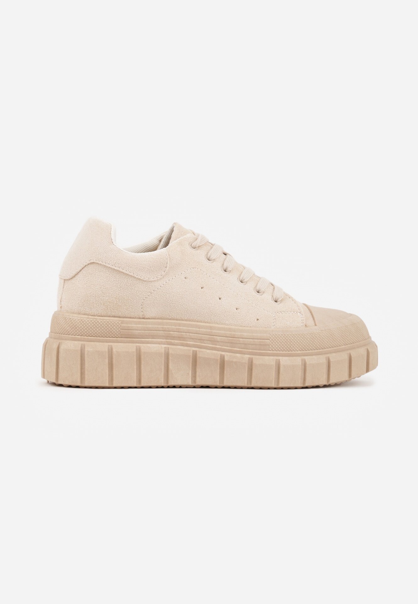 vices Adidași Bej pe Platformă cu Relief Decorați cu Perforații Leaniael