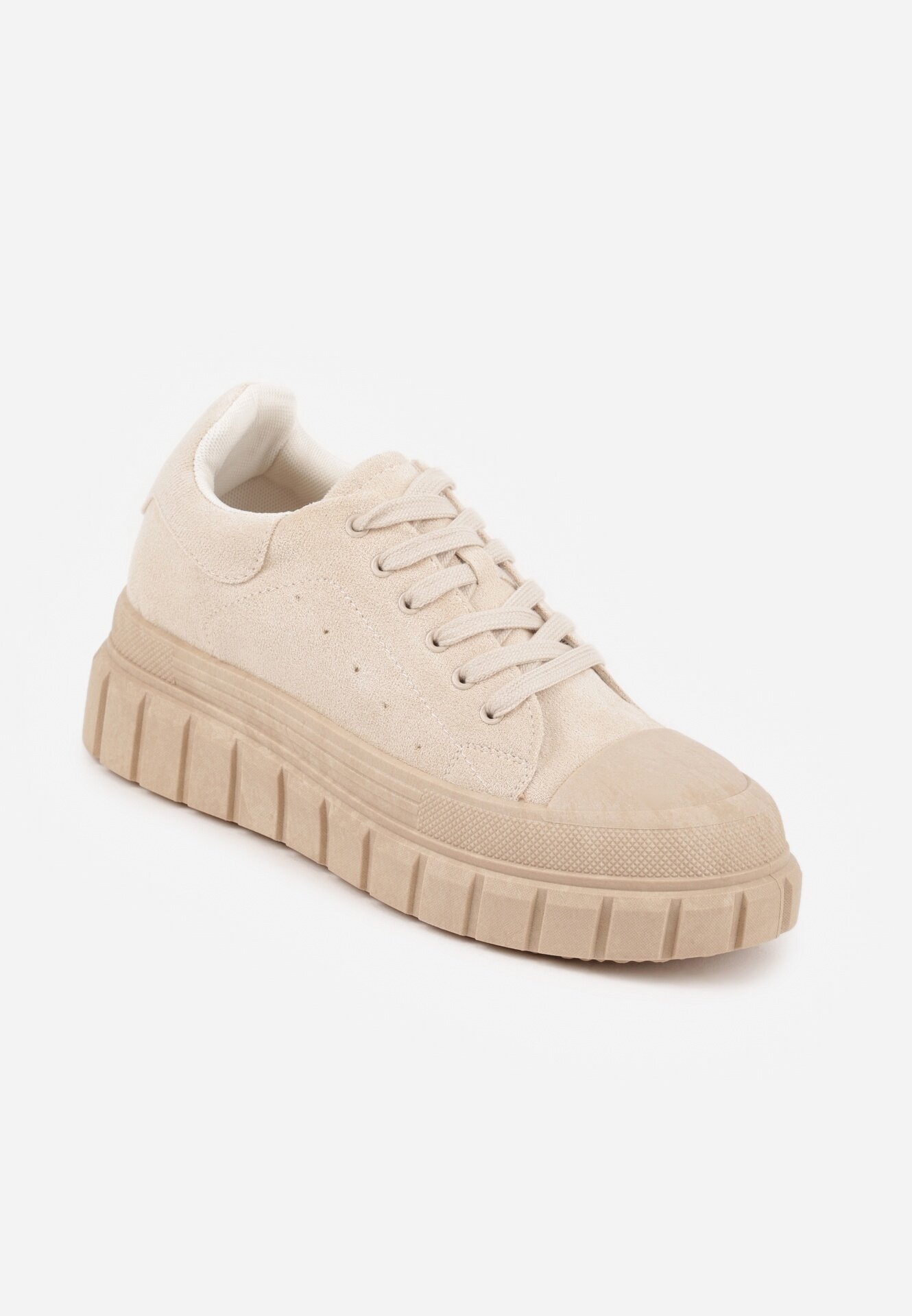 vices Adidași Bej pe Platformă cu Relief Decorați cu Perforații Leaniael