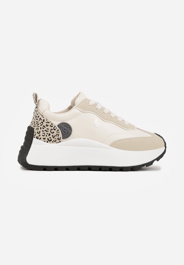 vices Adidași bej pe platformă decorați cu aplicație și imprimeu leopard Selothiel