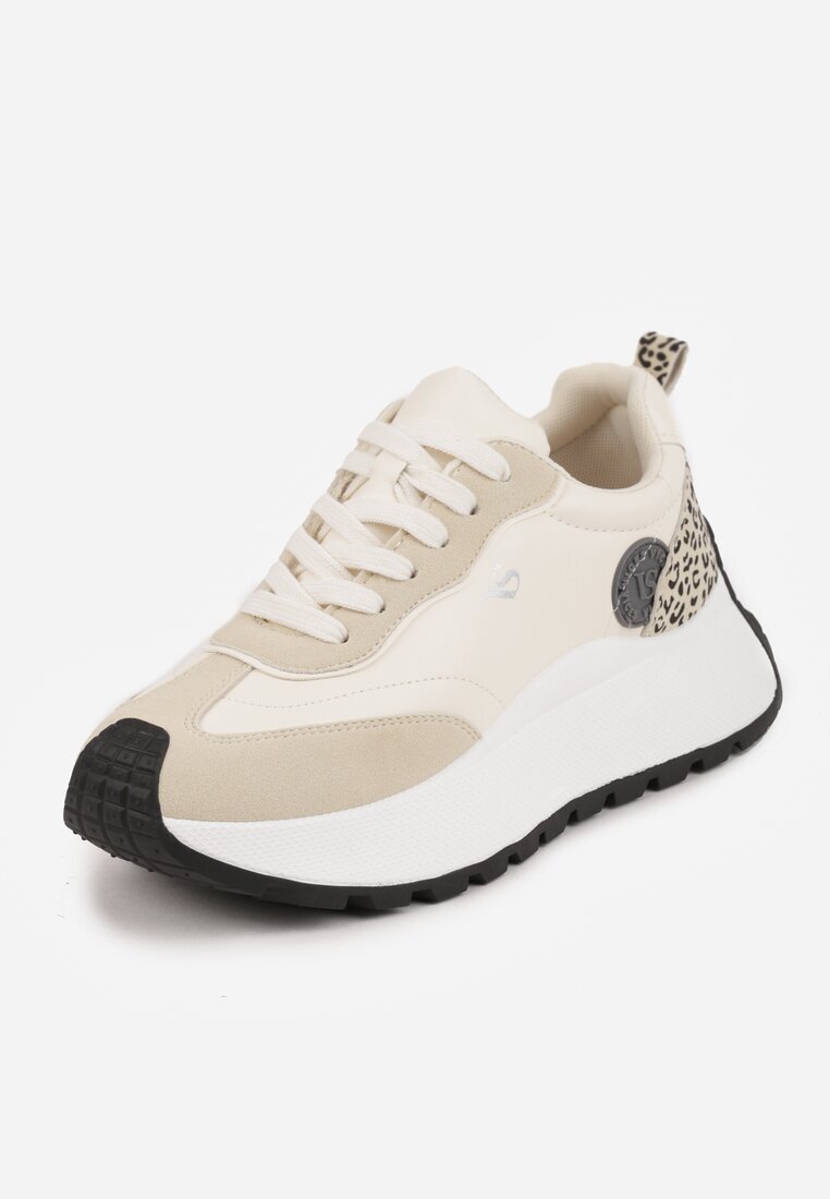vices Adidași bej pe platformă decorați cu aplicație și imprimeu leopard Selothiel