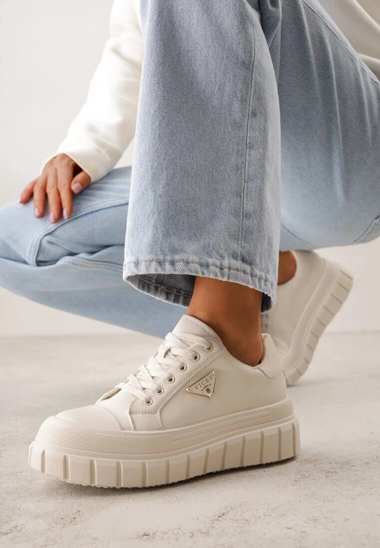 vices Adidași Bej pe Talpă Embosată în Stil Chunky Myninis