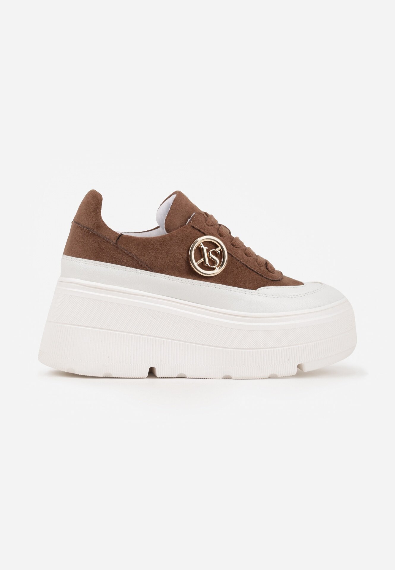 vices Adidași Chunky Maro-Alb pe Platformă cu Detaliu Rotund Sedvira
