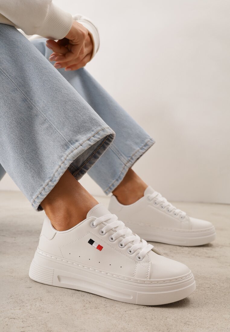 vices Adidași Minimaliști Albi cu stil de Tenis pe Platformă Halanatea