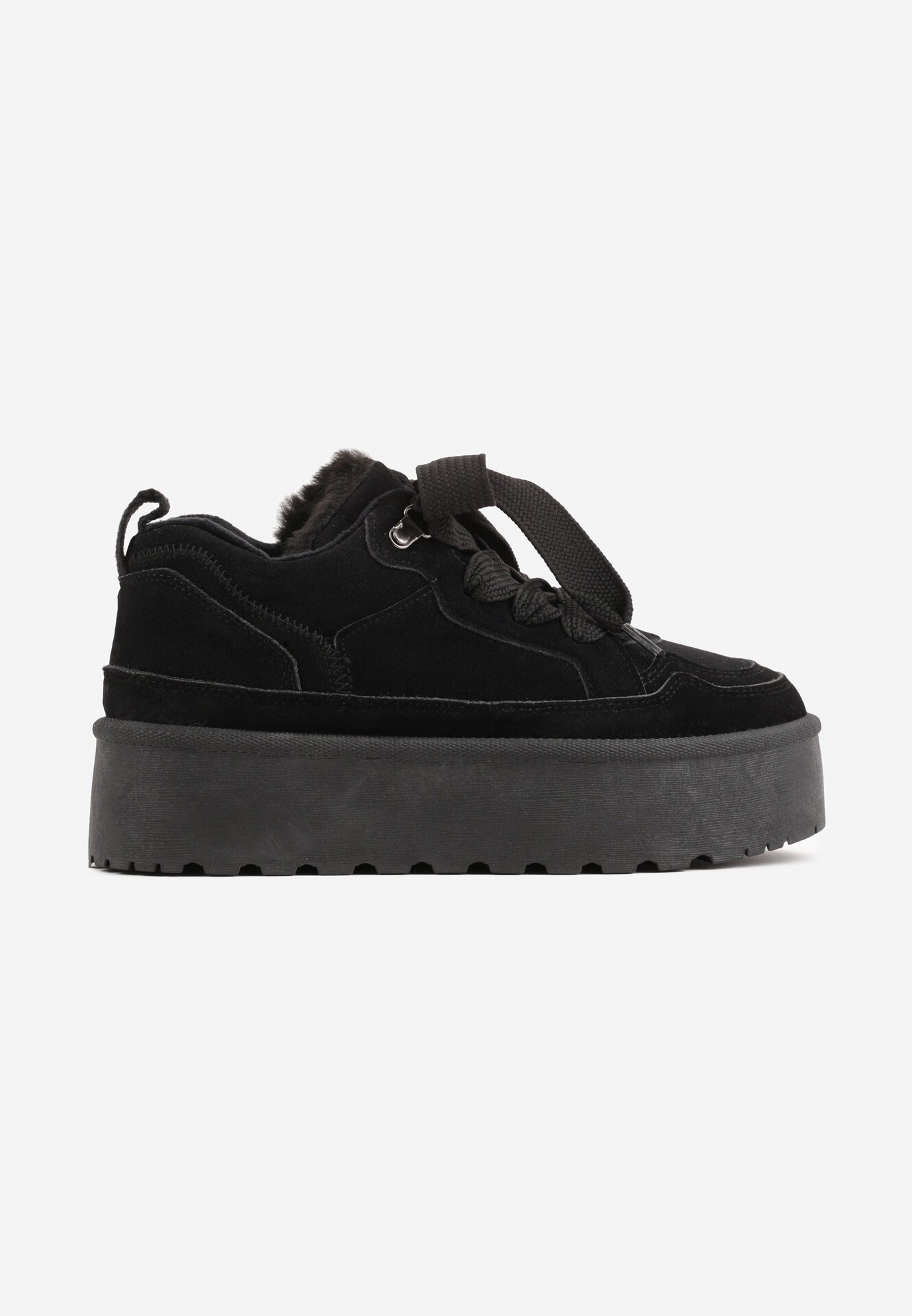vices Adidași Negre Stilizate ca Ghete de zăpadă pe Platformă Cu detalii de blană Naleris