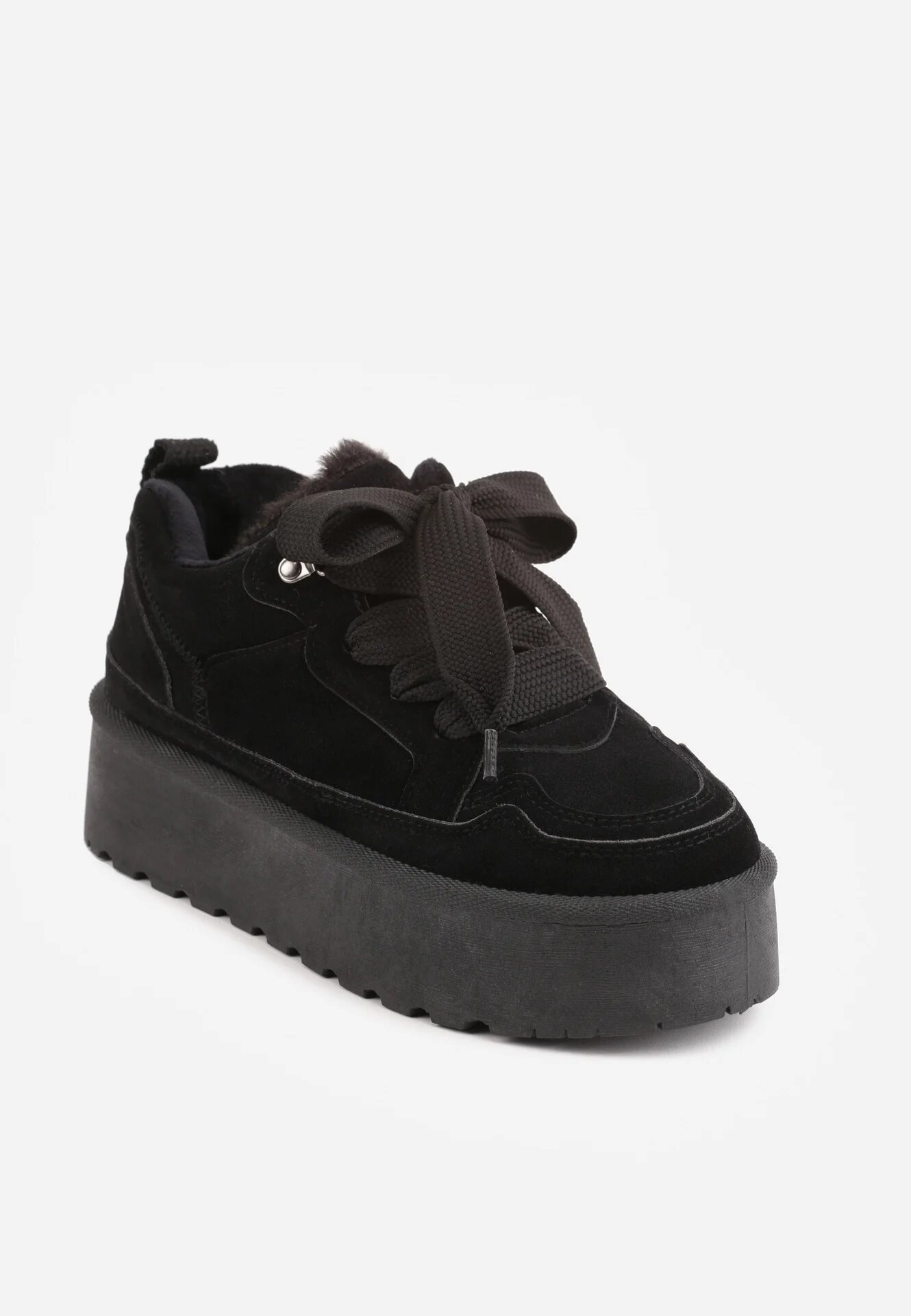 vices Adidași Negre Stilizate ca Ghete de zăpadă pe Platformă Cu detalii de blană Naleris
