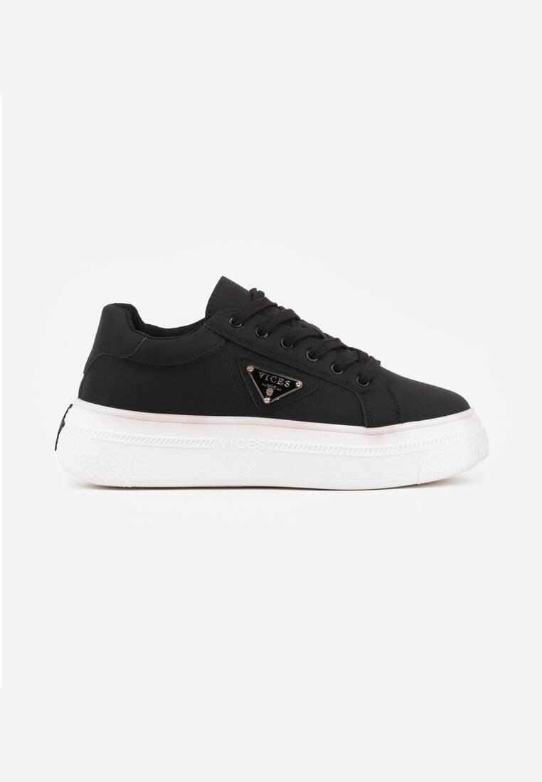 vices Adidași Negri Chunky pe Platformă cu Ornament în formă de Stea Anatale