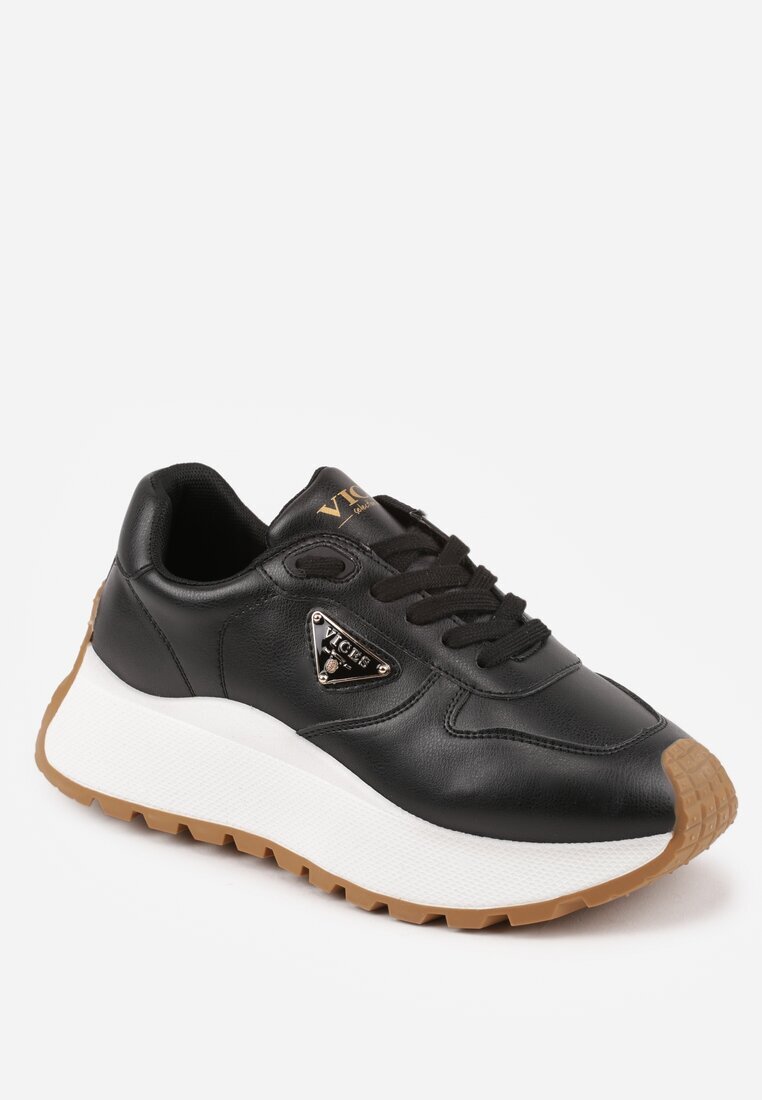 vices Adidași Negri cu platformă decorați cu aplicație metalică Nelviera