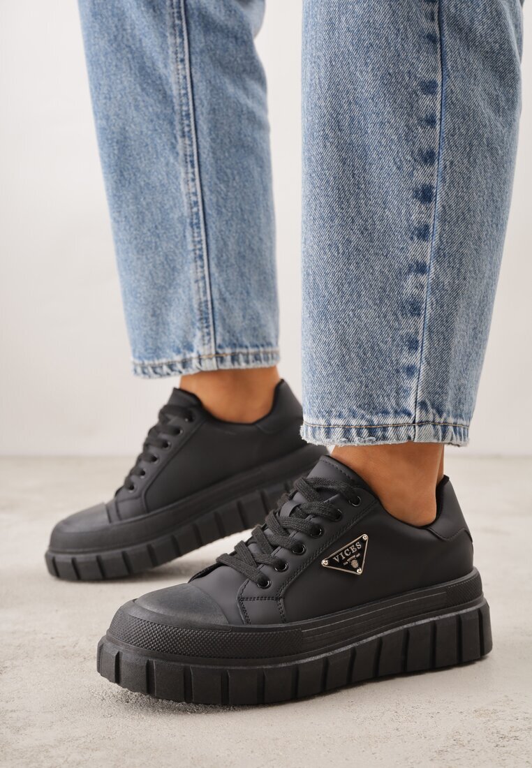 vices Adidași Negri cu Talpă Embosată în stil Chunky Myninis
