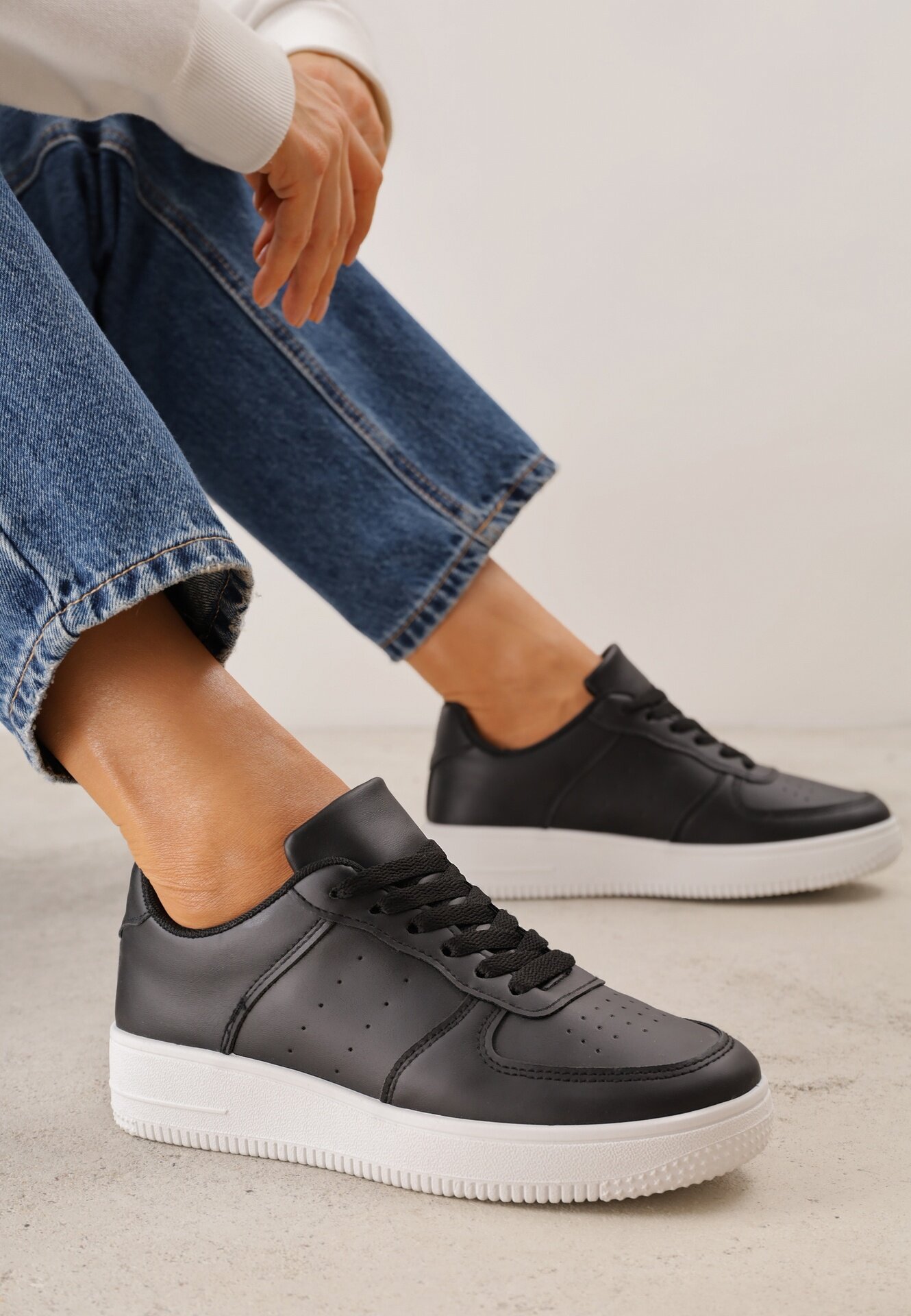 vices Adidași Negru-Alb Cu șireturi cu Talpă Groasă Taleith