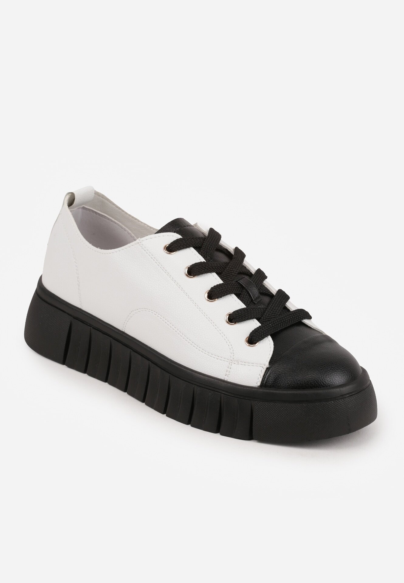 vices Adidași Plati Alb-Negru cu Șireturi Lorori