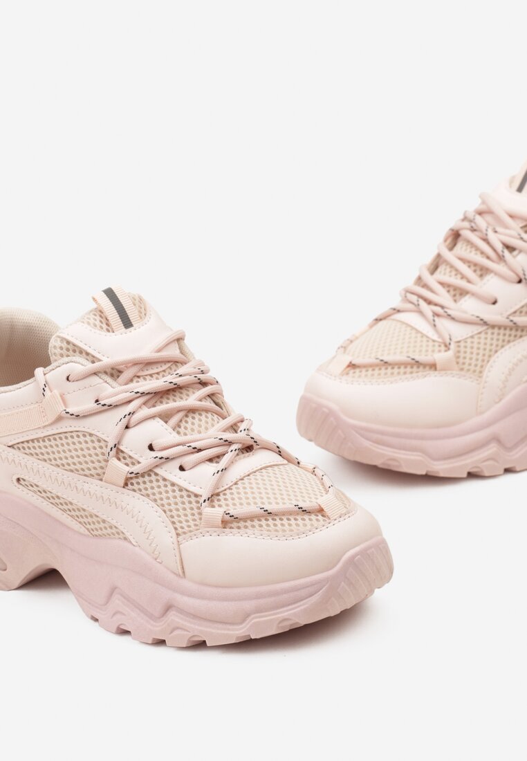 vices Adidași Roz pe Talpă Masivă cu Inserții din Plasă și Șireturi Decorative Ollavia