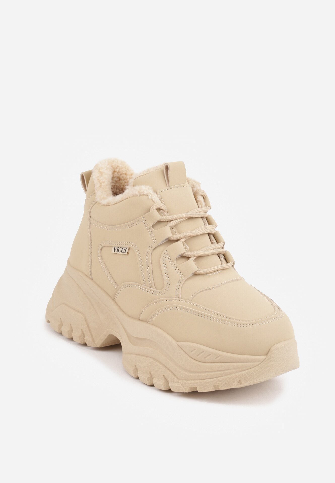 vices Adidași Streetwear Bej închis Chunky în Stil de Bocanci cu Platformă Leate