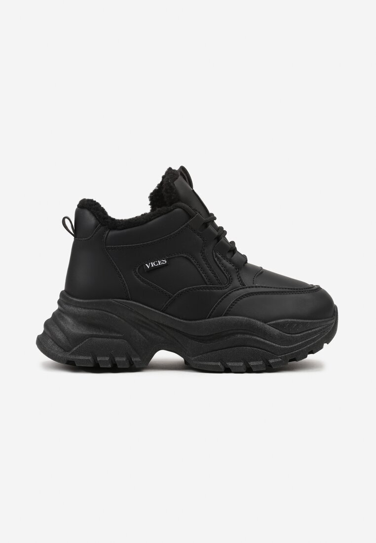 vices Adidași Streetwear Negri Chunky stil Bocanci cu platformă Leate