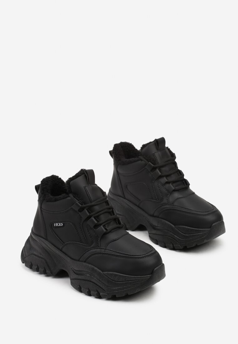 vices Adidași Streetwear Negri Chunky stil Bocanci cu platformă Leate