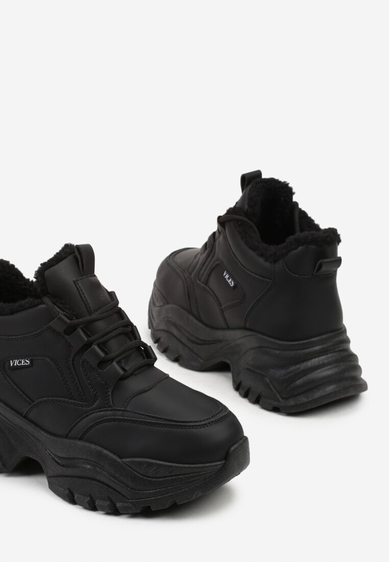 vices Adidași Streetwear Negri Chunky stil Bocanci cu platformă Leate