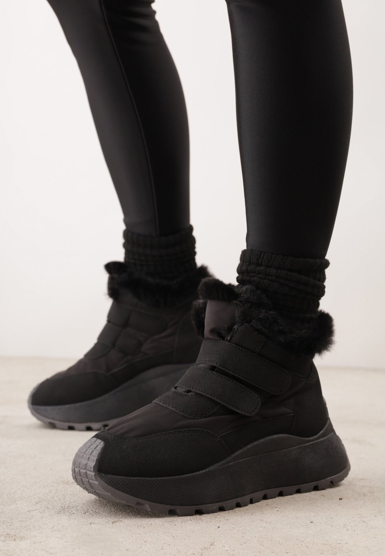 vices Adidași tip ghete de iarnă Negre cu Blană cu Platformă cu Scai Nelosena