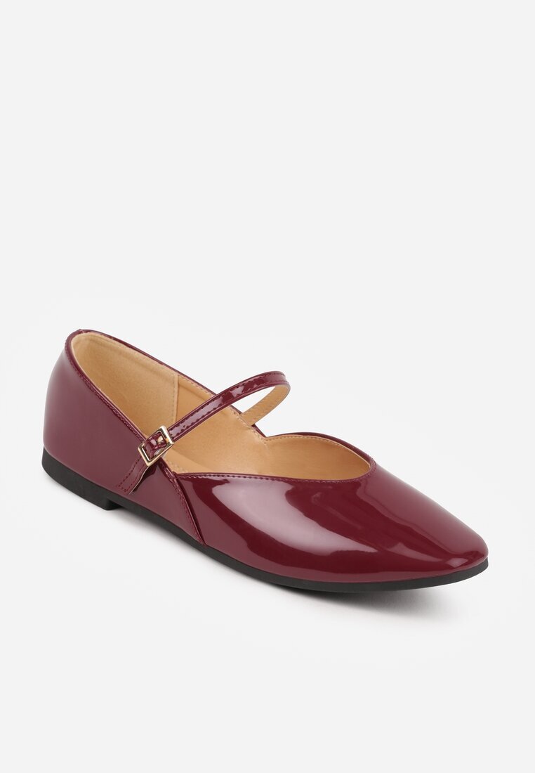 vices Balerini Bordeaux cu baretă cu cataramă și cusătură decorativă Desorila