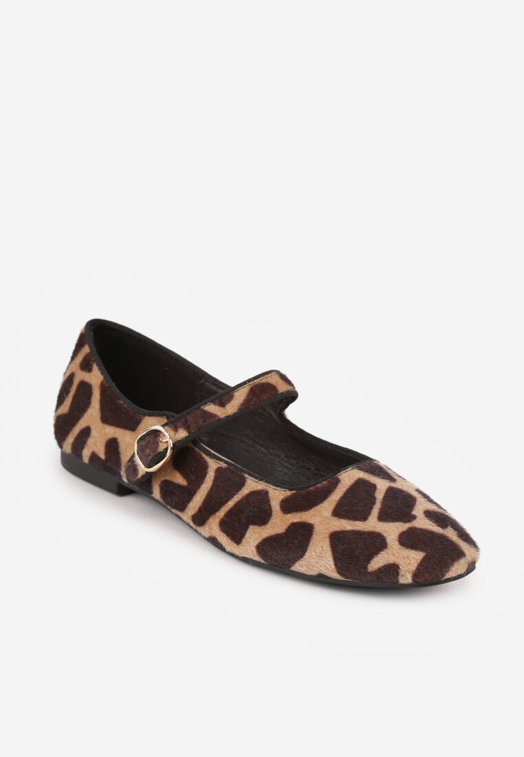 vices Balerini cu imprimeu de leopard cu branț din piele naturală și cu baretă Nalisare