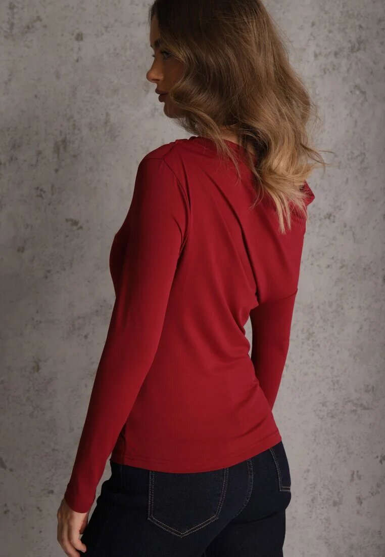 vices Bluză bordo Longsleeve cu Decolteu Asimetric Fertie