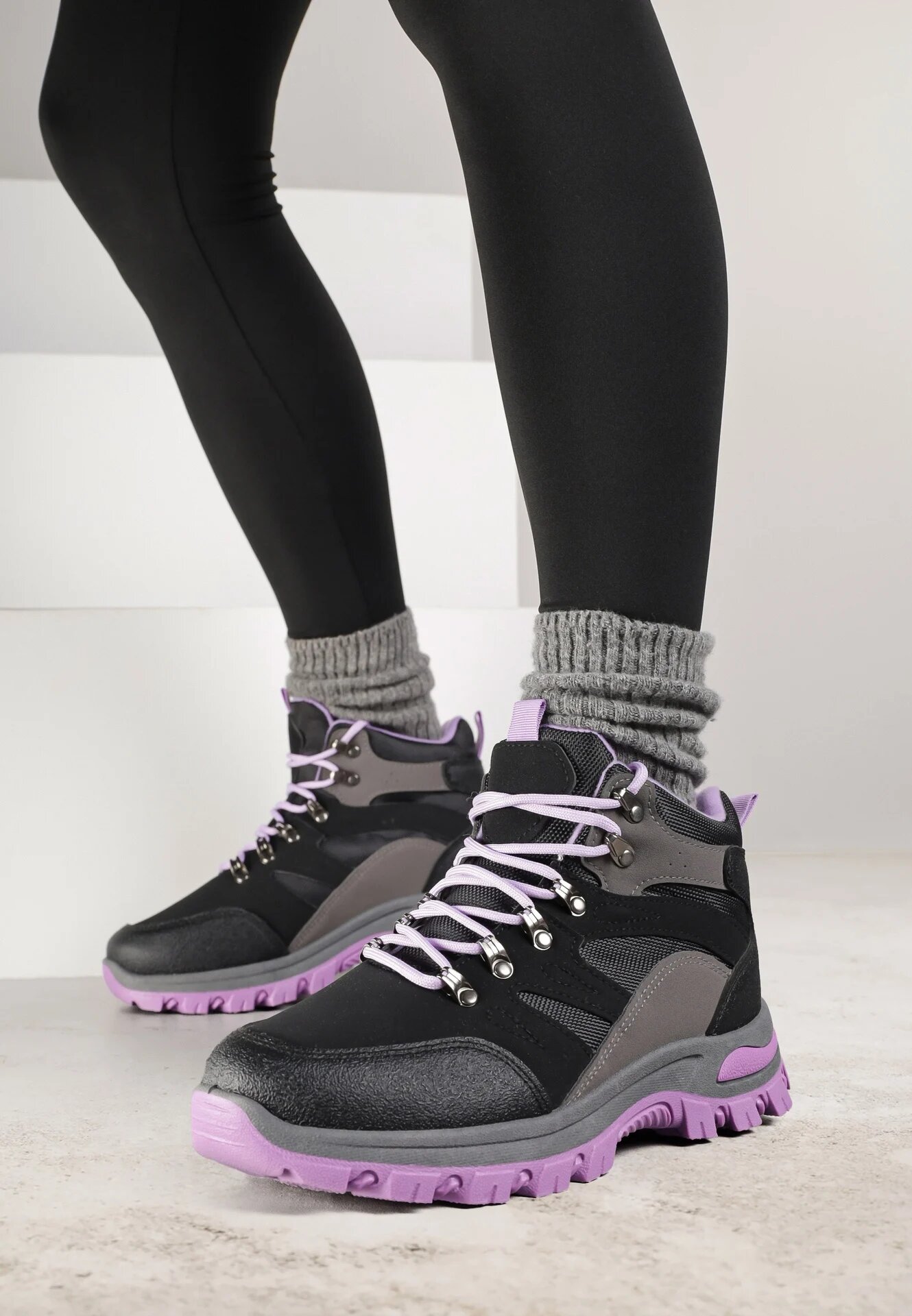 vices Bocanci de Trekking Negru-Violet cu Model Geometric Norrive