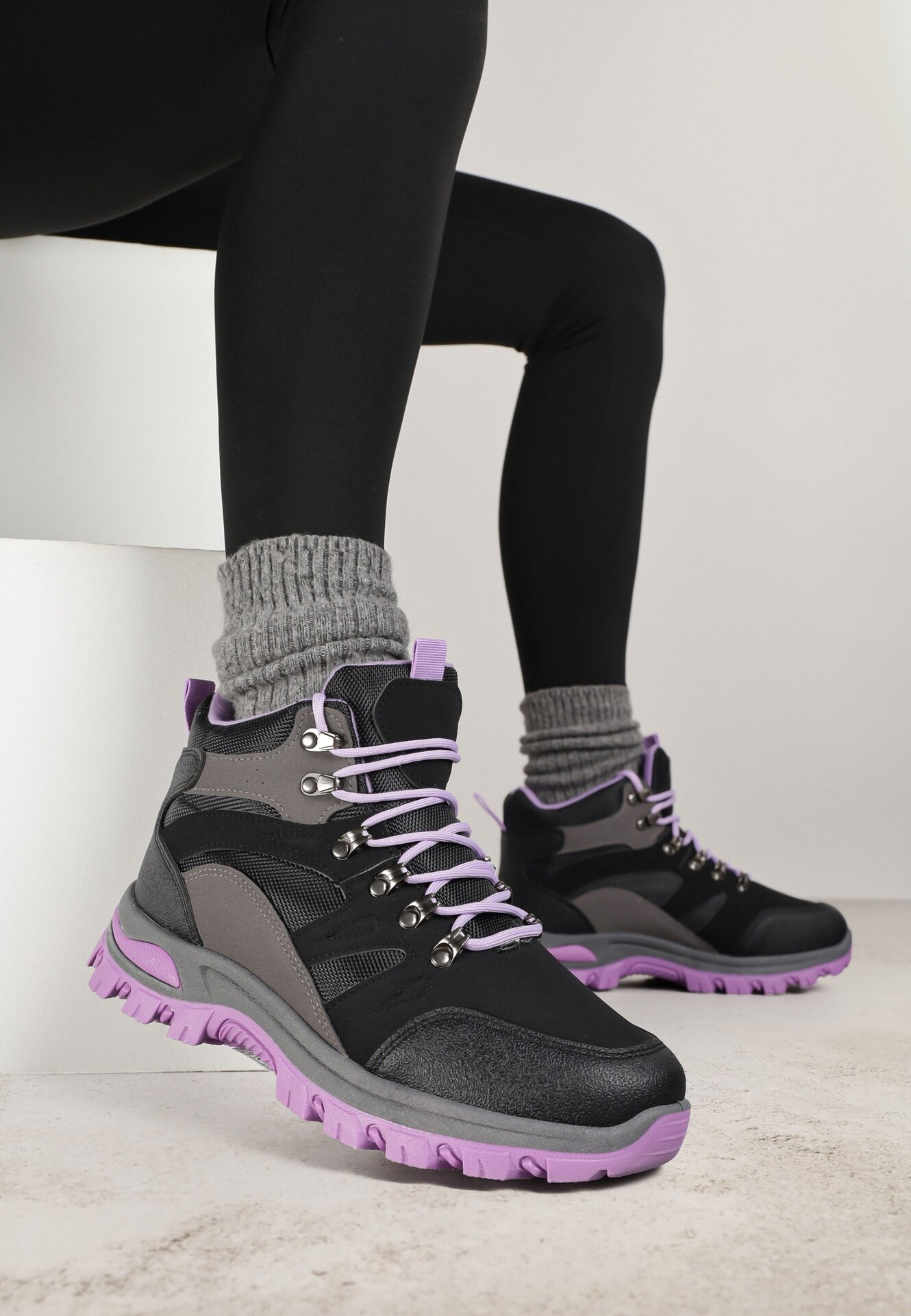 vices Bocanci de Trekking Negru-Violet cu Model Geometric Norrive