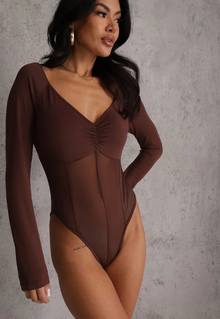 vices Body Maro stil Longsleeve cu Decolteu în formă de V Asstre