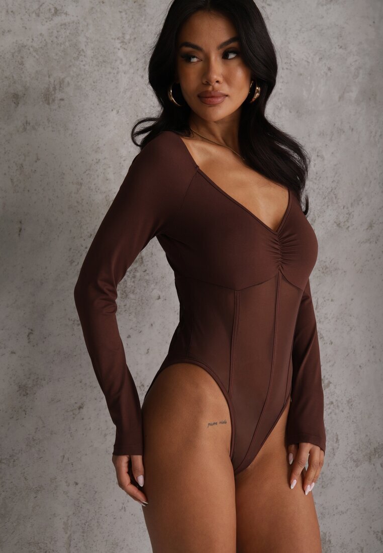 vices Body Maro stil Longsleeve cu Decolteu în formă de V Asstre