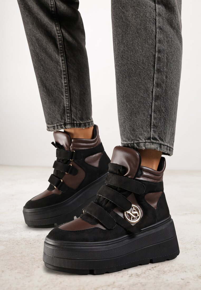vices Botine adidași Negru-Maro pe platformă în stil Y2K Gelira