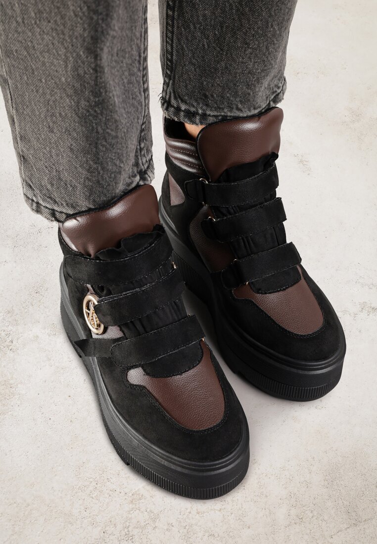vices Botine adidași Negru-Maro pe platformă în stil Y2K Gelira