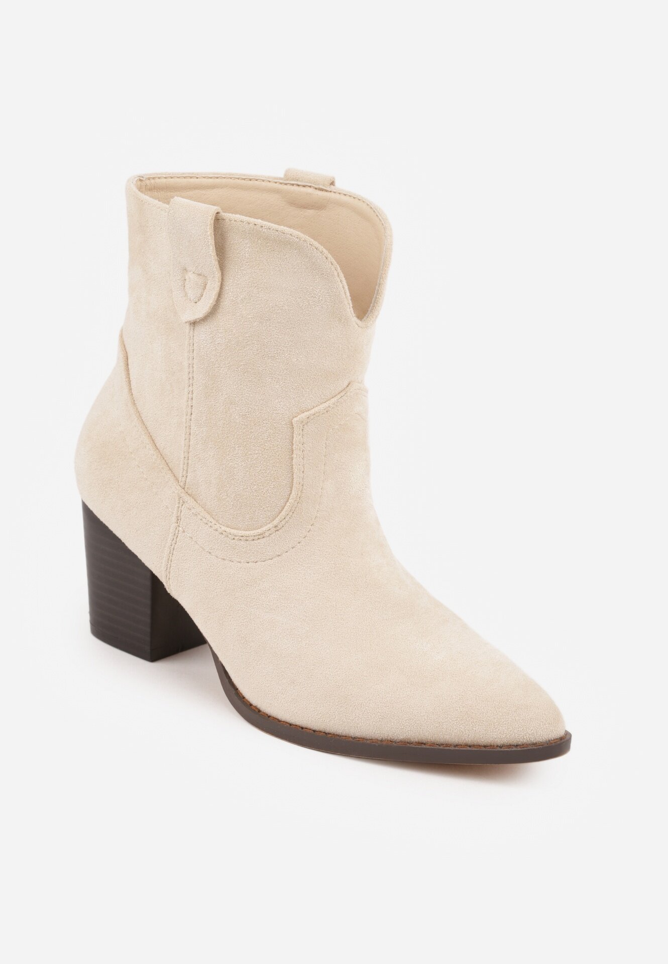 vices Botine Bej Stil Cowboy pe Toc Gros Velfedi