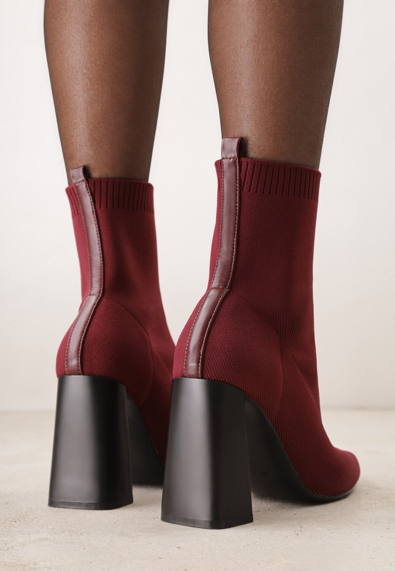 vices Botine Bordeaux pe toc geometric cu carâmb tip șosetă Falunelle