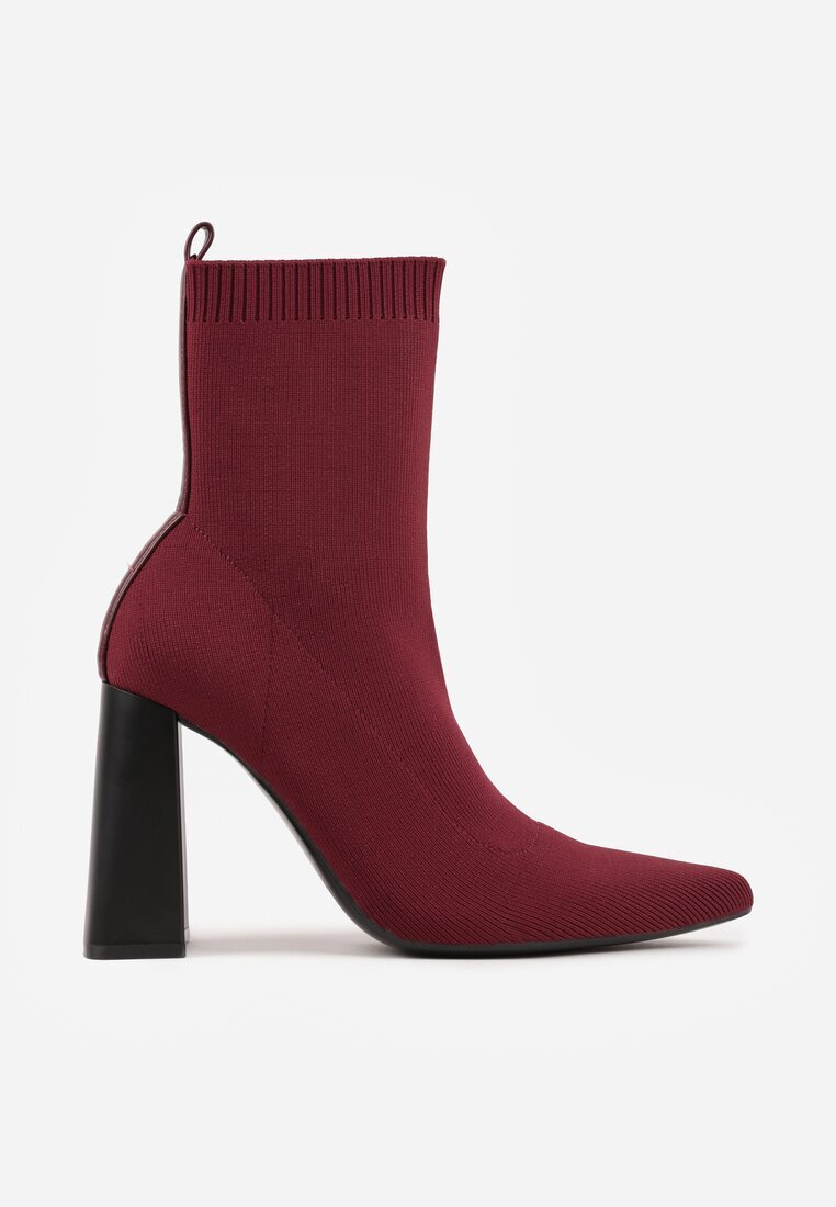 vices Botine Bordeaux pe toc geometric cu carâmb tip șosetă Falunelle