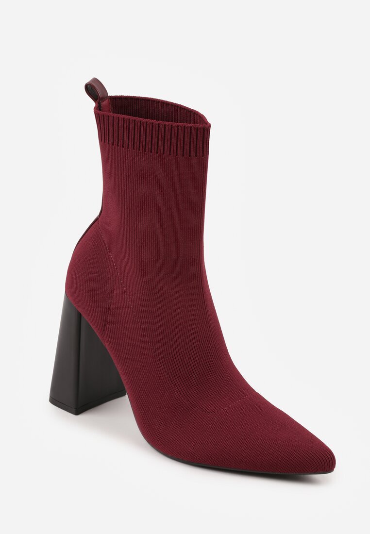 vices Botine Bordeaux pe toc geometric cu carâmb tip șosetă Falunelle