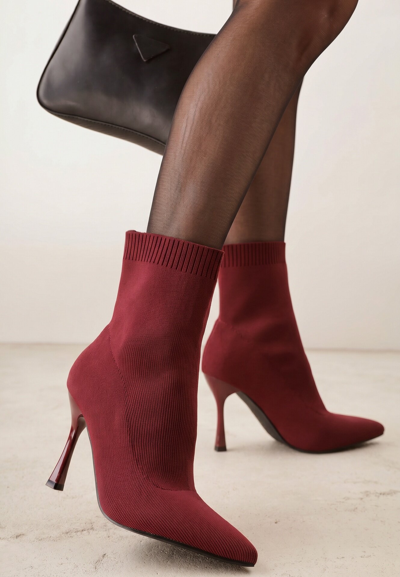 vices Botine Bordo cu toc cui cu carâmb elastic Nallafia