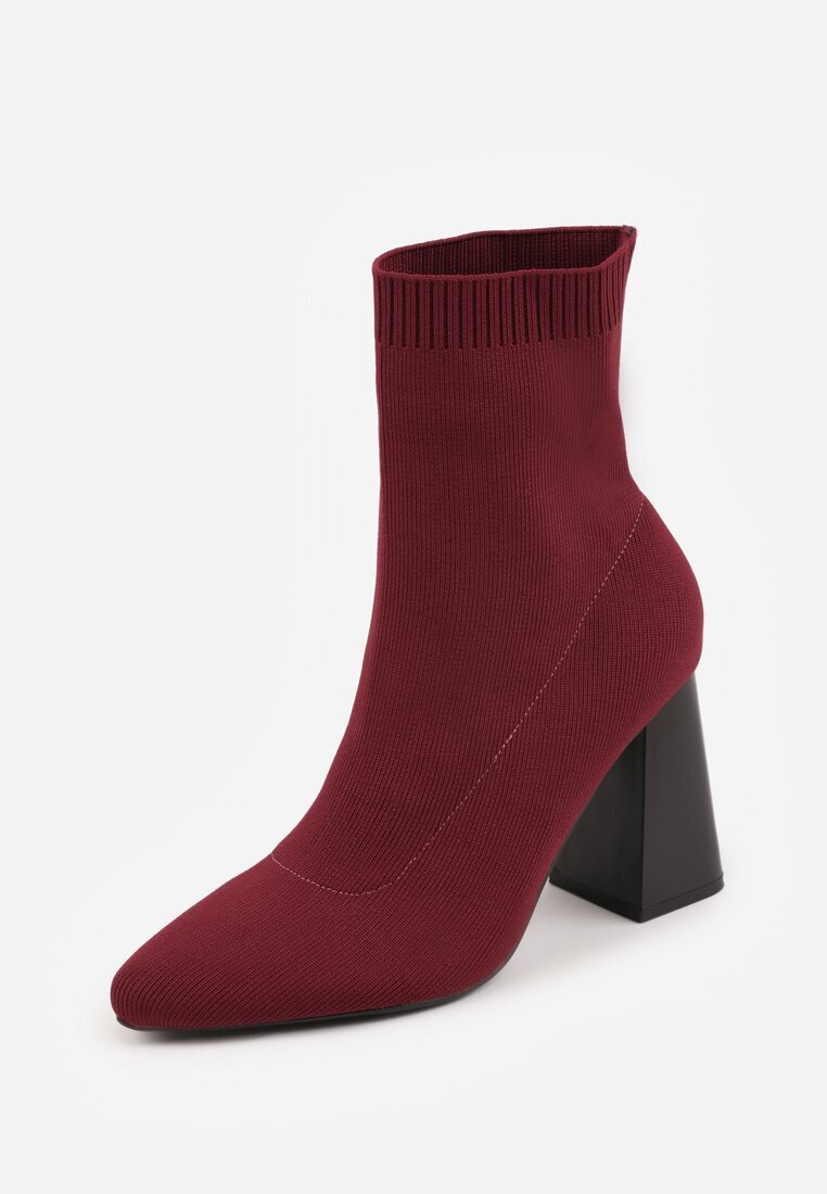 vices Botine Bordo cu toc stâlp cu formă geometrică și cu carâmb elastic Falessea