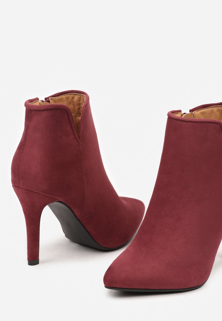 vices Botine bordo cu toc stiletto și vârf ascuțit Yegene